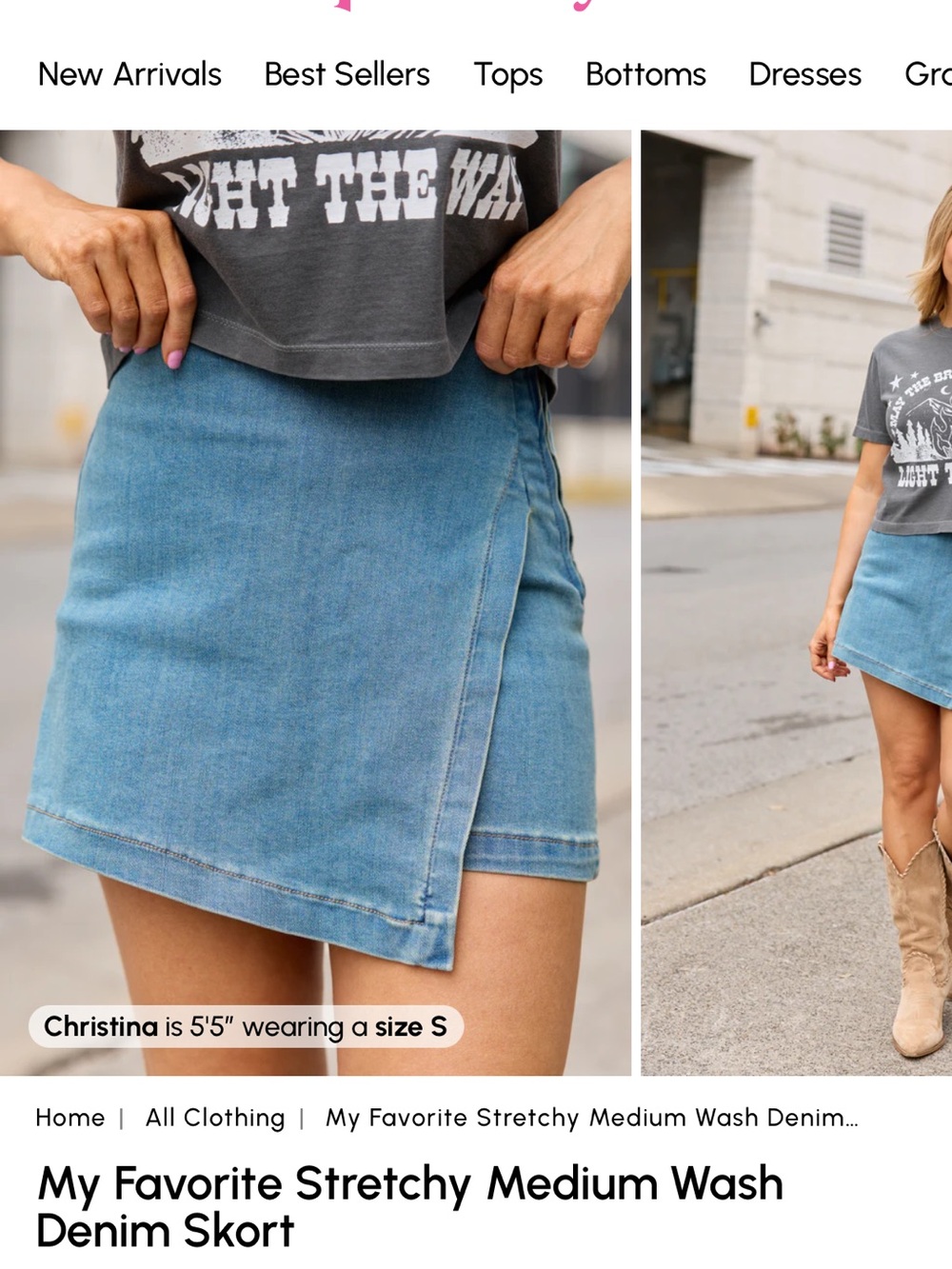 Pink Lily Denim Skort